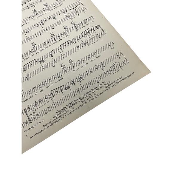 Thanks Sheet Music 1933 Too Much Harmony Johnston Coslow Bing Crosby - Picture 4 of 5